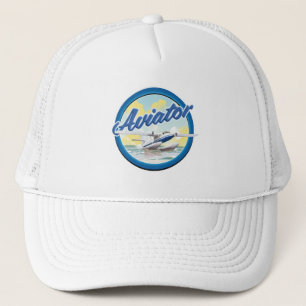Blaues Logo für Aviator-Flugzeug Truckerkappe