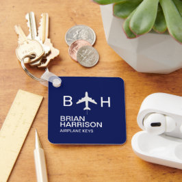 Blaues Logo für das moderne Flugzeug Schlüsselanhänger