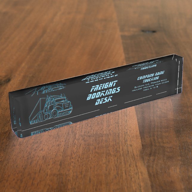 Blaues Logo für den Straßenverkehr Namensplakette (Seite)