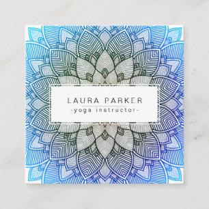 Blaues Lotus-Mandala-Yoga-Meditation holistisch Quadratische Visitenkarte