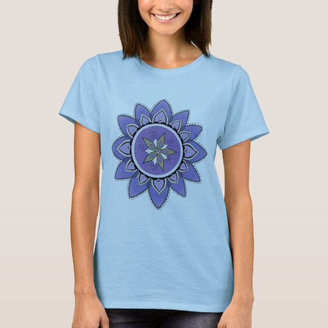 Blaues Lotus-Unterhemd-Behälter T-Shirt (Vorderseite)