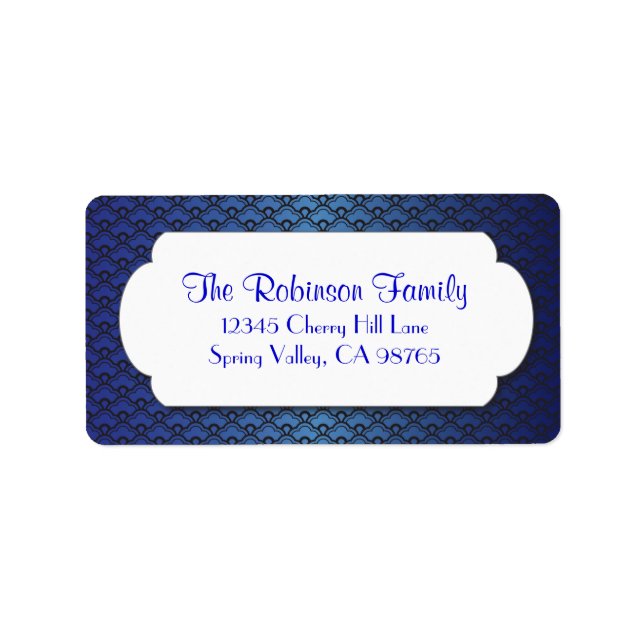 Blaues Lüftermuster mit weißem Rahmen Adressaufkleber (Vorne)