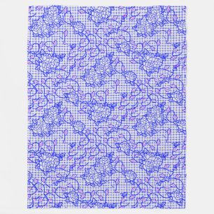 Blaues Luminous-Netz mit Blume 02b Offwhite BG Fleecedecke