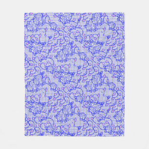 Blaues Luminous-Netz mit Blume 02b Offwhite BG Fleecedecke