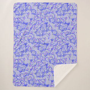 Blaues Luminous-Netz mit Blume 02b Offwhite BG Sherpadecke