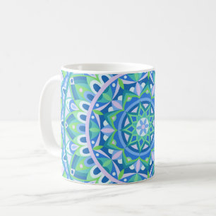 Blaues Mandala Boho Geometrisches Beruhigendes Spi Kaffeetasse