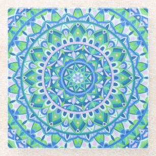Blaues Mandala Boho Geometrisches Spirituelles Tis Glasuntersetzer