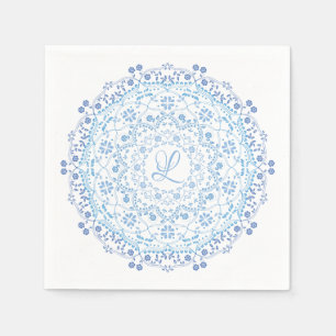 Blaues Mandala editierbare erste Papier Serviette