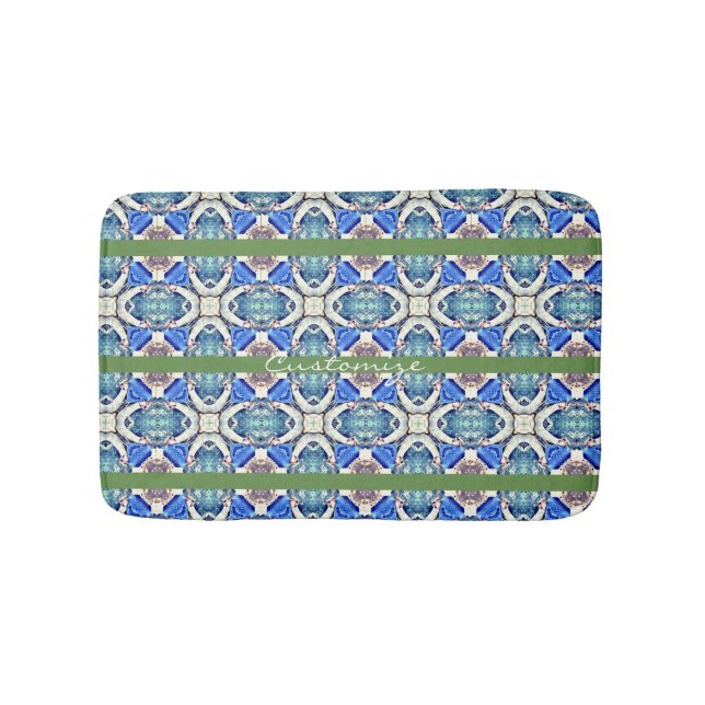 Blaues Mandala-Herz Horizontale Linien Thunder_Cov Badematte (Vorderseite)