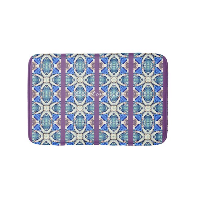 Blaues Mandala-Herz Muster Thunder_Cove Badematte (Vorderseite)