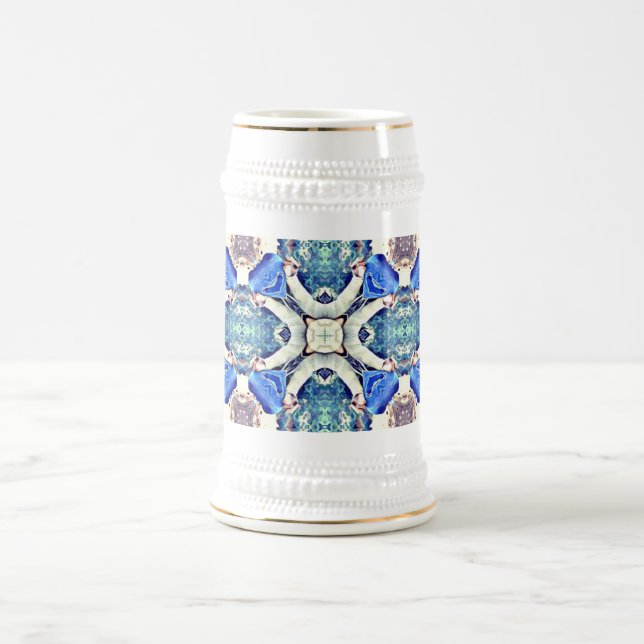 Blaues Mandala-Herz Muster Thunder_Cove Bierglas (Mittel)