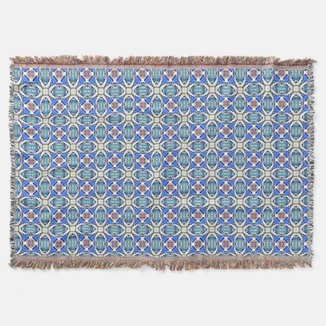 Blaues Mandala-Herz Muster Thunder_Cove Decke (Vorderseite)