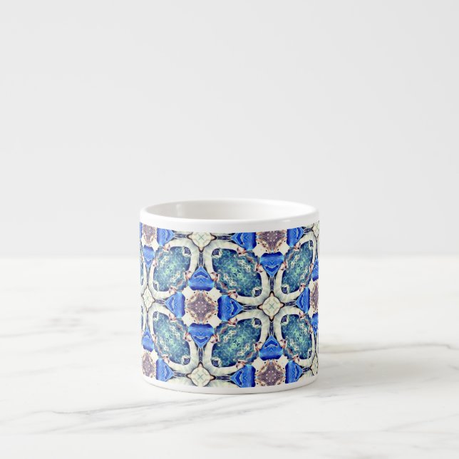 Blaues Mandala-Herz Muster Thunder_Cove Espressotasse (Vorderseite)