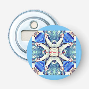 Blaues Mandala-Herz Muster Thunder_Cove Flaschenöffner