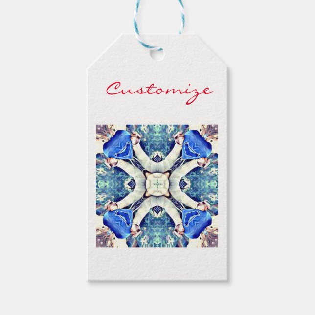 Blaues Mandala-Herz Muster Thunder_Cove Geschenkanhänger (Vorderseite)