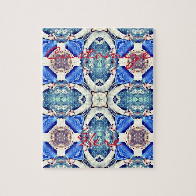 Blaues Mandala-Herz Muster Thunder_Cove Puzzle (Vertikal)