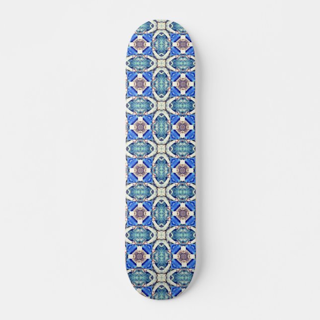 Blaues Mandala-Herz Muster Thunder_Cove Skateboard (Vorne)