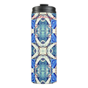 Blaues Mandala-Herz Muster Thunder_Cove Thermosbecher
