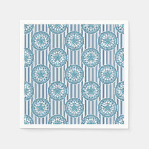 Blaues Mandala-Muster auf gestreiftem Hintergrund Serviette