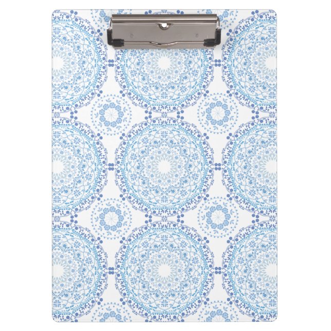 Blaues Mandala-Muster-Clip-Board Klemmbrett (Vorderseite)