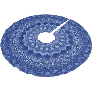 Blaues Mandala-Muster mit Sternenexplosions-Symmet Polyester Weihnachtsbaumdecke