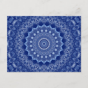 Blaues Mandala-Muster mit Sternenexplosions-Symmet Postkarte