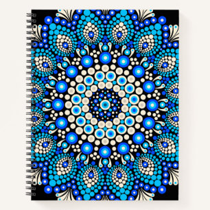 Blaues Mandala-Muster-Schürze Boho-Blumen-Dekor Notizbuch