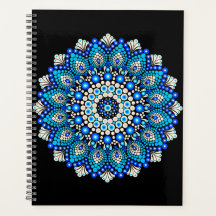 Blaues Mandala-Muster-Schürze Boho-Blumen-Dekor