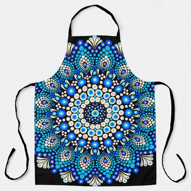 Blaues Mandala-Muster-Schürze Boho-Blumen-Dekor  Schürze (Vorderseite)