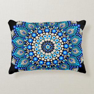 Blaues Mandala-Muster-Wurfkissen Boho-Dekoratives Dekokissen