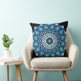 Blaues Mandala-Muster-Wurfkissen Boho-Dekoratives  Kissen