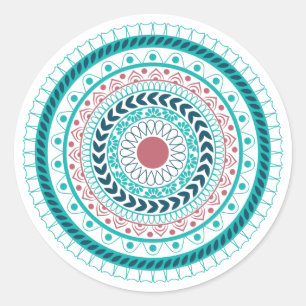 Blaues Mandala Runder Aufkleber