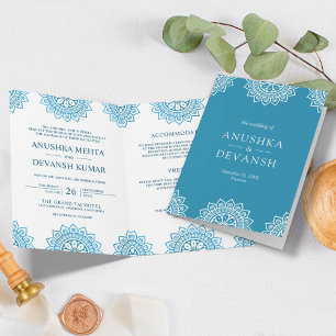 Blaues Mandala Traditionelle ethnische indische Ho Einladung