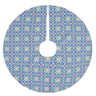 Blaues Mandalaherzmuster Thunder_Cove Polyester Weihnachtsbaumdecke