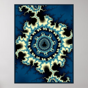 Blaues Mandelbrot-Fraktal Poster