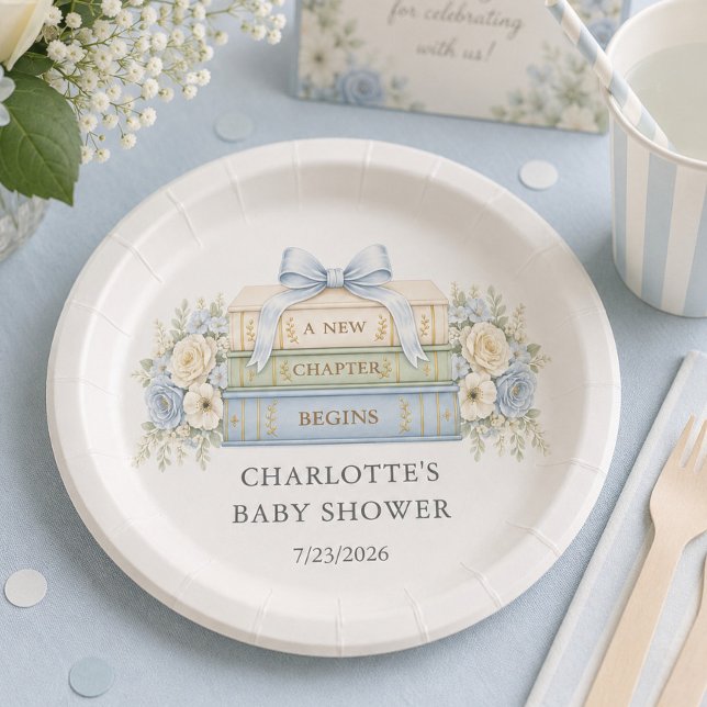 Blaues Märchenbuch-Baby-Shower-Papierplate Pappteller (Von Creator hochgeladen)