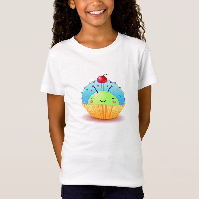 Blaues Marienkäfer-Kuchen-Mädchen-Baby - Puppe T-Shirt (Vorderseite)