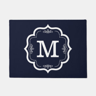 Blaues Marine-   Monogramm Fußmatte