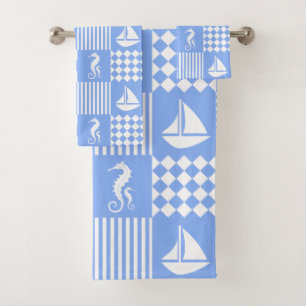 Blaues Maritimes Badhandtuch Set