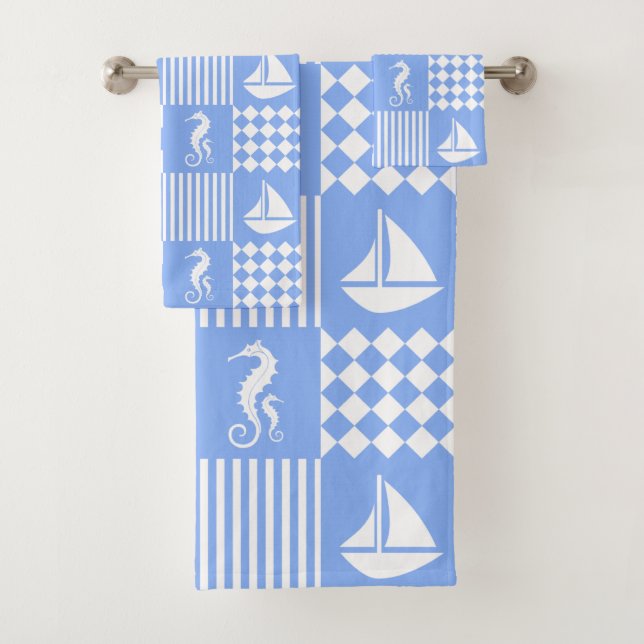 Blaues Maritimes Badhandtuch Set (Insitu)