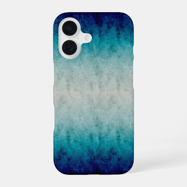 Blaues Marmor-Gradient-Design reflektiert iPhone 16 Hülle (Rückseite)