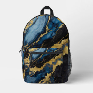 Blaues Marmormuster mit Gold Bedruckter Rucksack