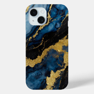 Blaues Marmormuster mit Gold Case-Mate iPhone Hülle