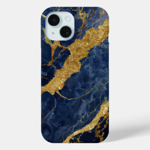 Blaues Marmormuster mit Gold Case-Mate iPhone Hülle