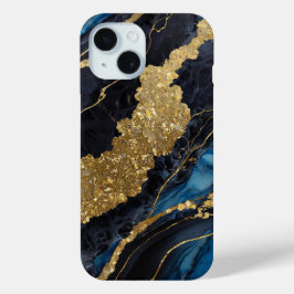 Blaues Marmormuster mit Gold Case-Mate iPhone Hülle