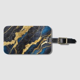 Blaues Marmormuster mit Gold Gepäckanhänger