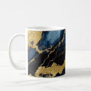 Blaues Marmormuster mit Gold Kaffeetasse