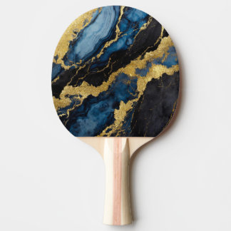 Blaues Marmormuster mit Gold Tischtennis Schläger