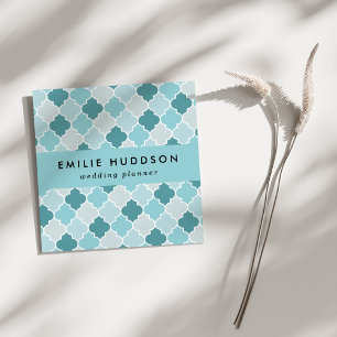 Blaues marokkanisches Gitter, Gitterwerk, Vierpass Quadratische Visitenkarte