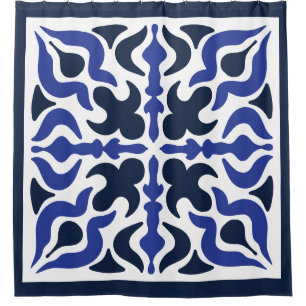 Blaues marokkanisches Muster Duschvorhang